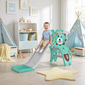 Lion basketball hoop slide for toddlers in a nursery, with child playing