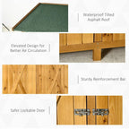 Fir wood garden shed with waterproof green asphalt roof and reinforced frame