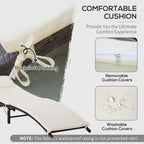 Cream sun lounger cushion with thick padding and secure Velcro strap