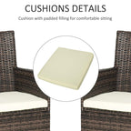 Deep coffee rattan chair with light cream seat cushion, padded filling view