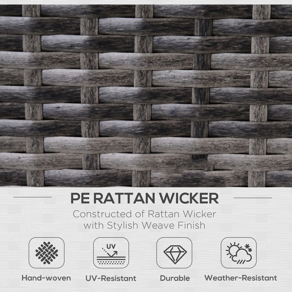 3PC Rattan Garden Furniture Storage Sofa Set 4 Seater Wicker Coffee Table Conservatory Sun Lounger Reclining Set Outdoor Weave with Cushion Grey - Bobobiy