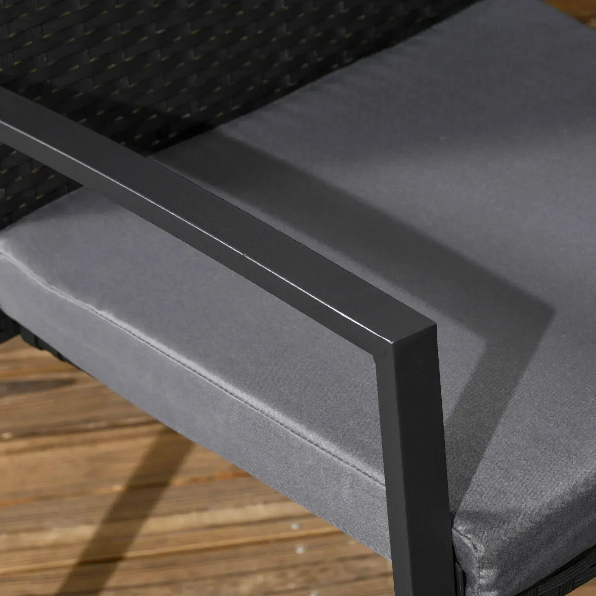 Five-Piece Garden Dining Set, with Rattan Seat Chairs and Cushions - Black - Bobobiy