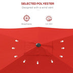 Red polyester parasol canopy with UV 50+ protection and breathable design