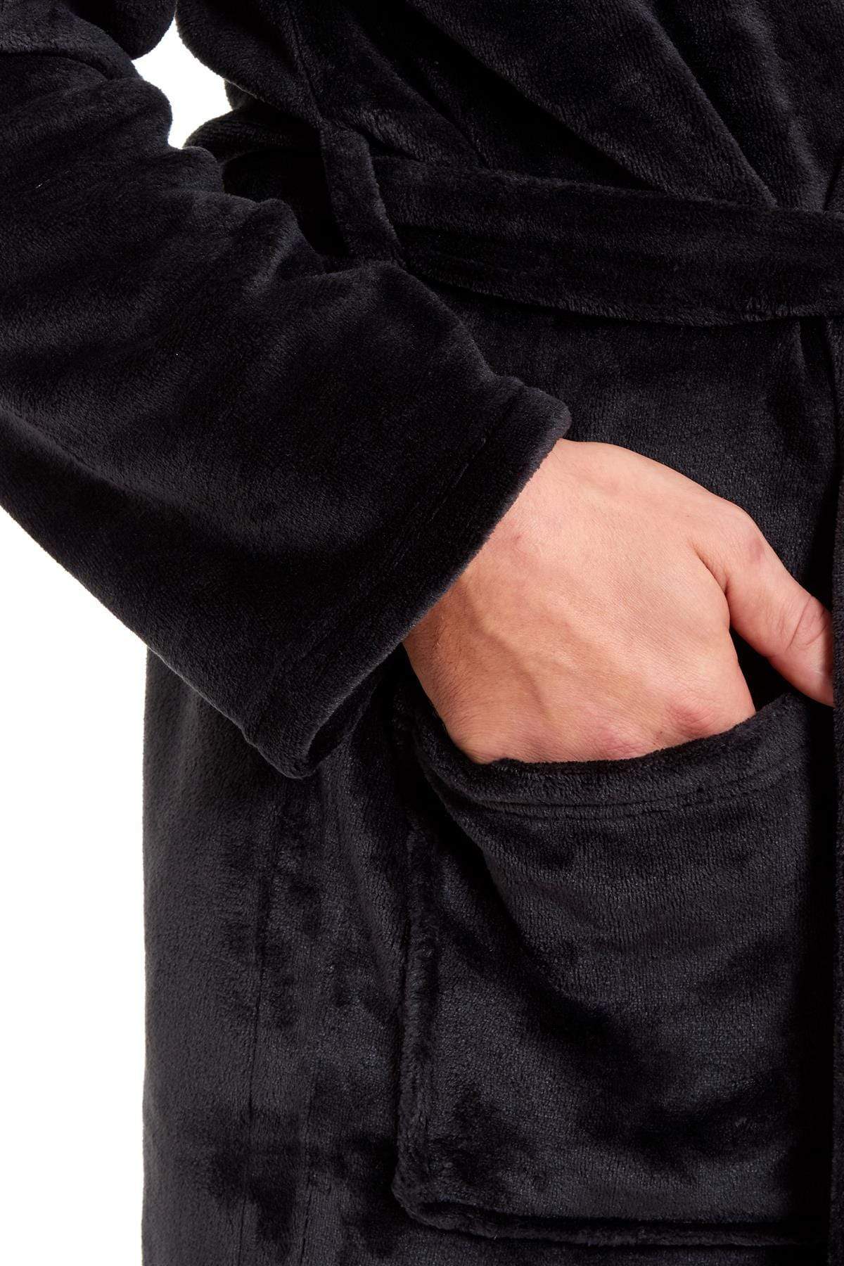 Hooded Ultra-Absorbing Plush Flannel Bathrobe for Men Soft Fleece Warm Dressing Gown Perfect for Home Hotel Gym Spa and Lounge in Stylish Colours