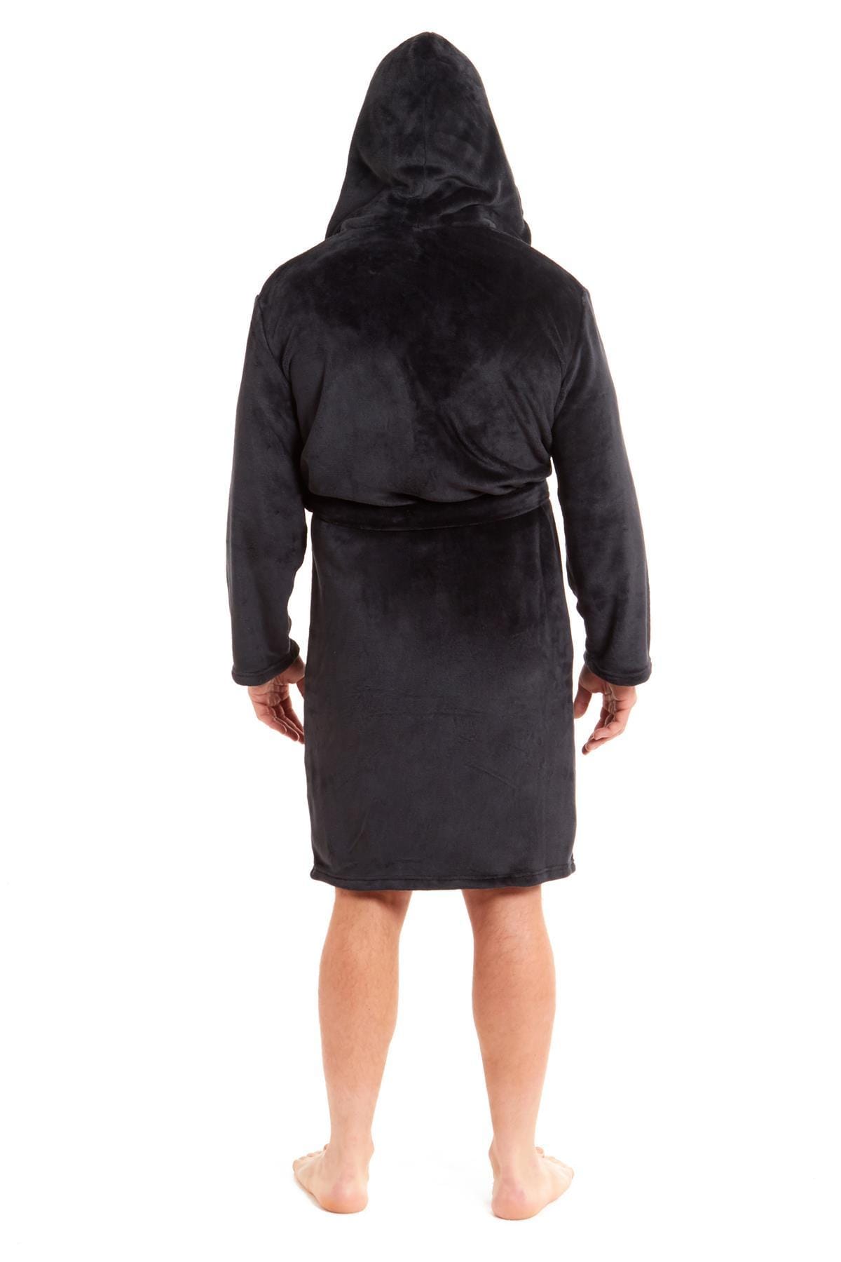 Hooded Ultra-Absorbing Plush Flannel Bathrobe for Men Soft Fleece Warm Dressing Gown Perfect for Home Hotel Gym Spa and Lounge in Stylish Colours