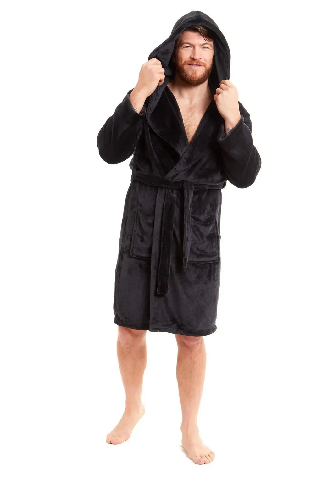 hooded-ultra-absorbing-plush-flannel-bathrobe-for-men-soft-fleece-warm-dressing-gown-perfect-for-home-hotel-gym-spa-and-lounge-in-stylish-colours-by-daisy-dreamer-medium-black-dressin - Bobobiy