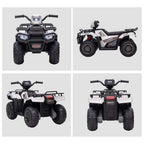 Kids ride-on ATV shown from four angles: front, side, rear, and other side view.