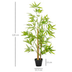 Artificial ficus tree, green leaves, brown trunk, 120 cm tall, in black pot