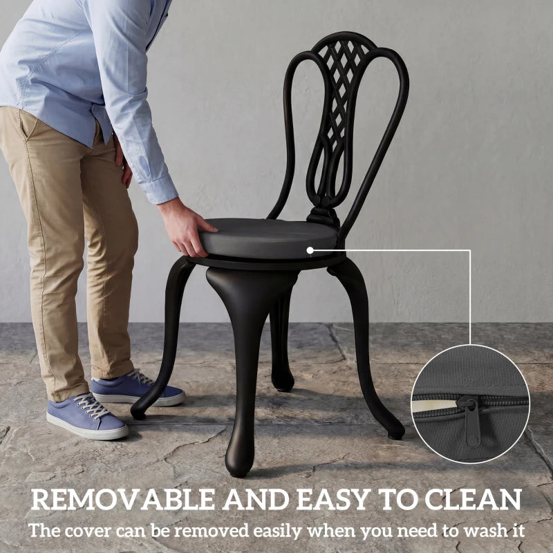 Dark grey round chair seat cushion with ties, removable and easy-to-clean cover