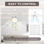 Flush-mount ceiling fan with pull-chain switch and frosted LED light