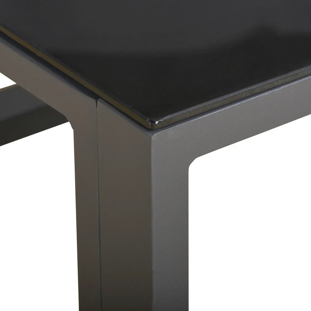 5 Pieces Outdoor Patio Furniture Set, Sofa Couch with Glass Coffee Table, Cushioned Chairs and Aluminum Tube, for Balcony Garden Backyard, Grey - Bobobiy