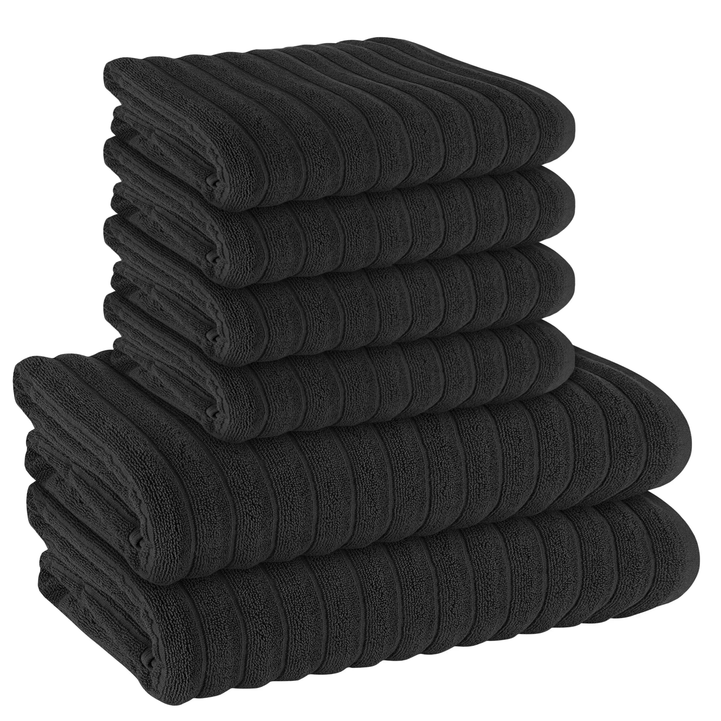 hydro-cotton-ribbed-towels-highly-absorbent-luxurious-soft-lightweight-quick-dry-jumbo-bath-sheet-packs-towel-bale-sets-available-by-olivia-rocco-black-6-piece-towel-bale-towels-10891 - Bobobiy