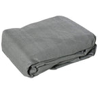 Grey triangle shade sail folded storage bundle with textured woven fabric