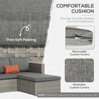 Grey outdoor sofa cushion with thick padding and removable washable cover