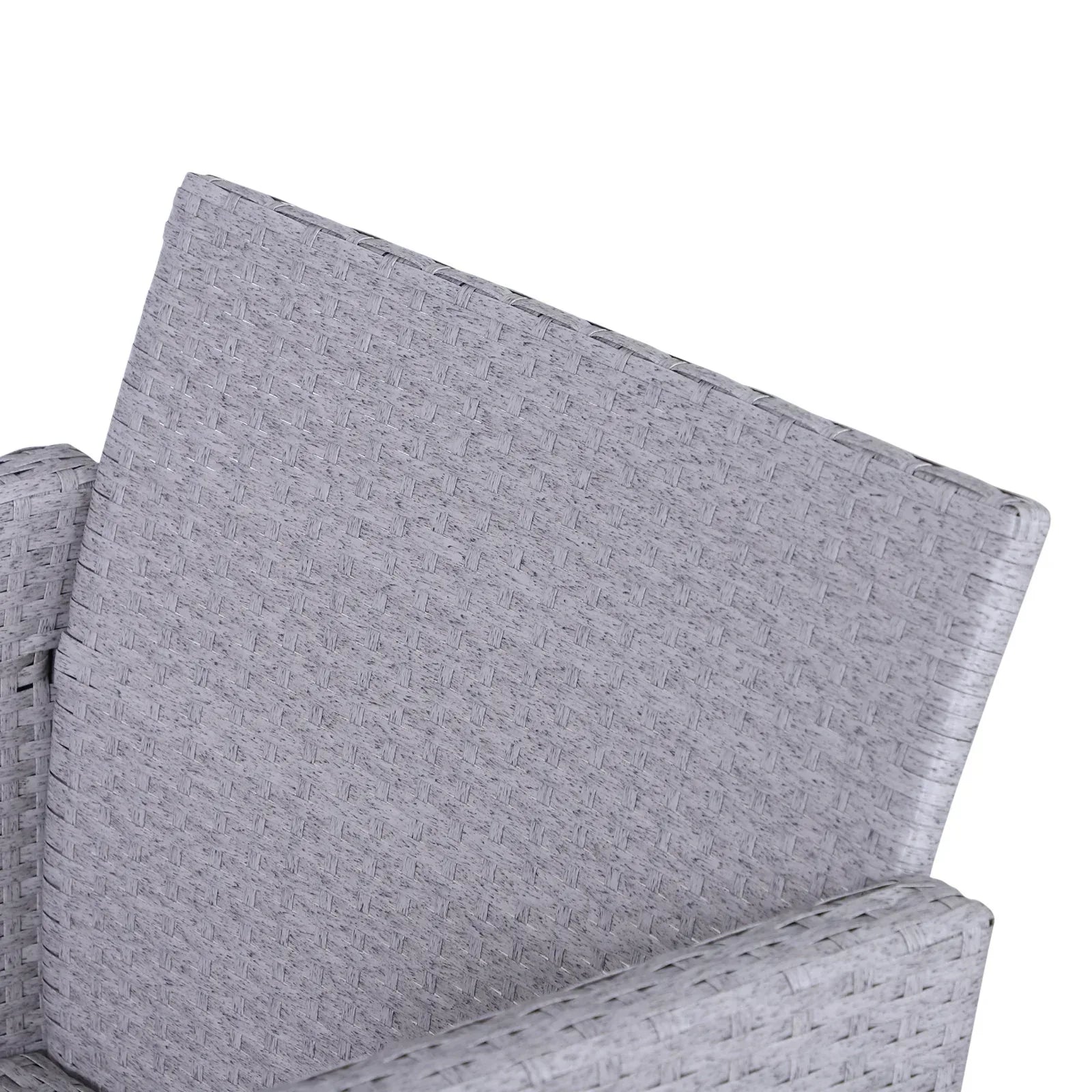 5 Pieces PE Rattan Garden Furniture Set with 10cm Thick Padded Cushions, Wicker Weave Outdoor Seating Chairs with 2 Armchairs, 2 Stools, Glass Top Table, Grey and White - Bobobiy