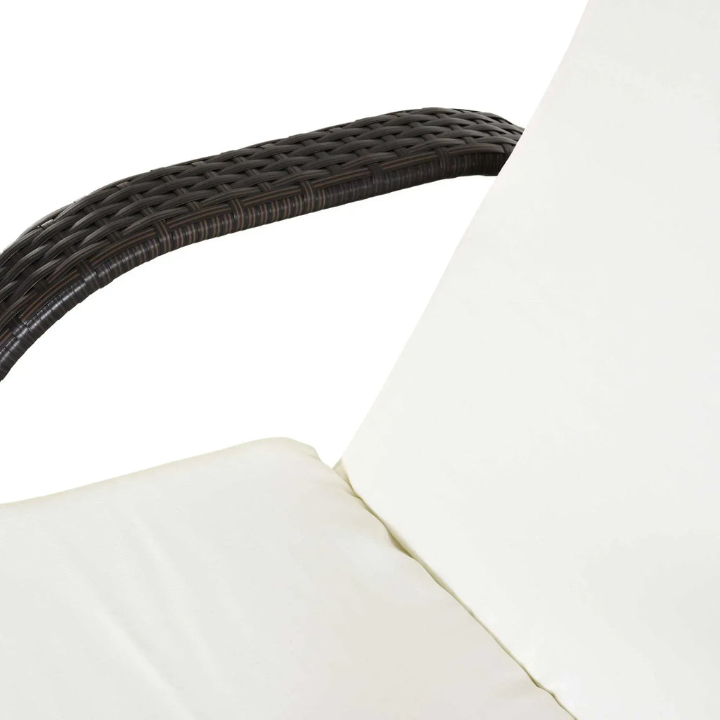 Brown Rattan Sun Lounger w/ Adjustable Steel Frame,200Lx73Wx56-103H cm - Bobobiy