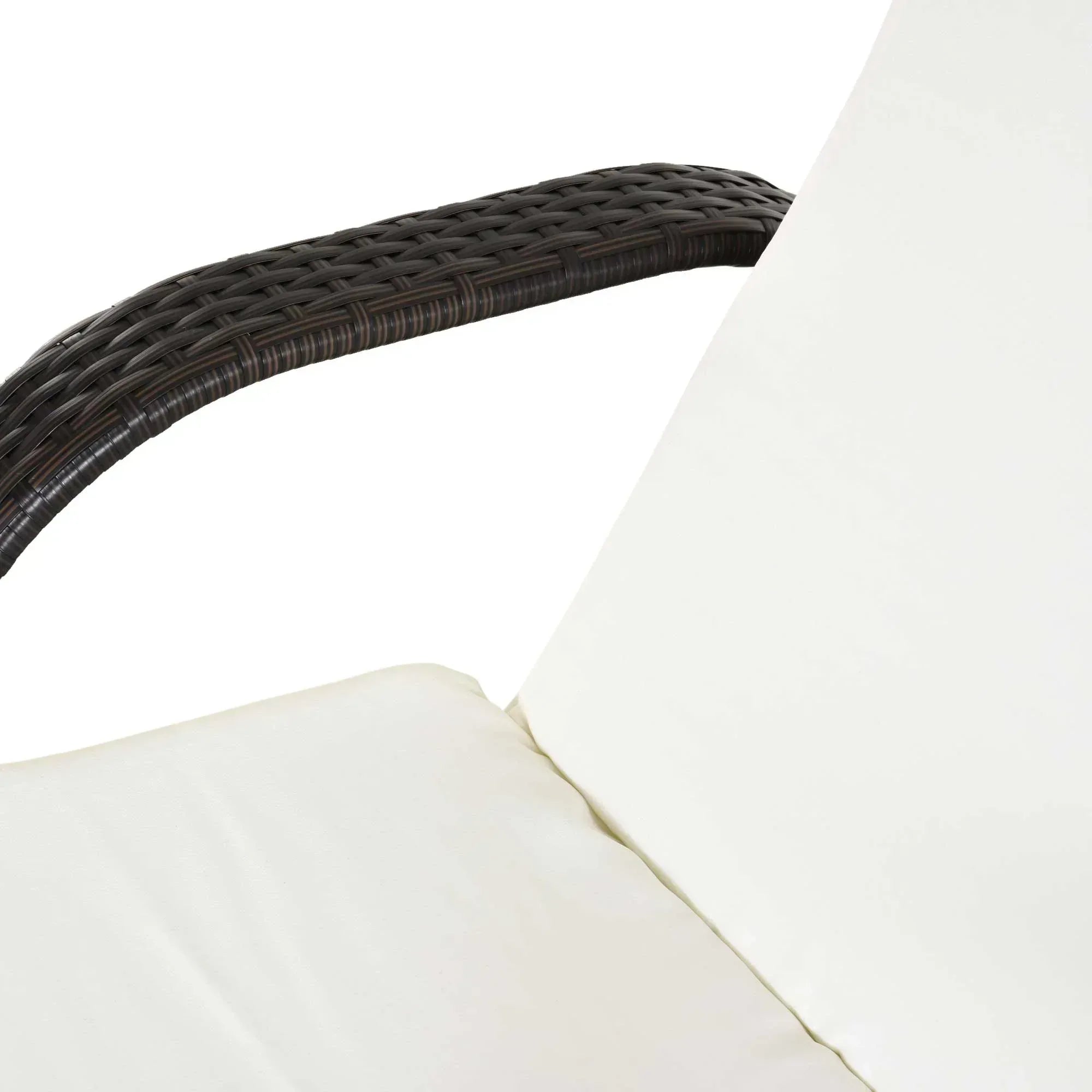 Brown Rattan Sun Lounger w/ Adjustable Steel Frame,200Lx73Wx56-103H cm - Bobobiy