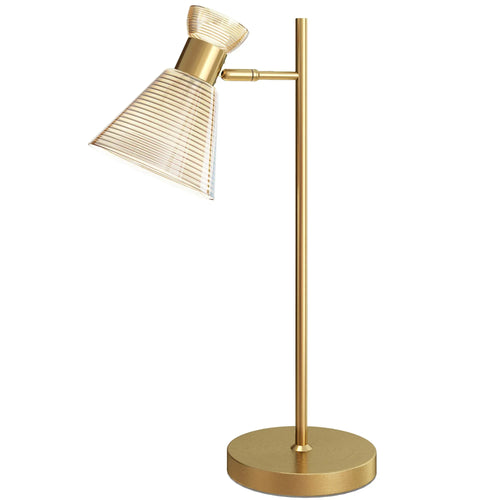Gold-tone table lamp with adjustable flower-shaped shade