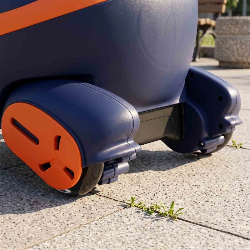 Orange and blue wiggle car rear with orange side wheel covers and LED lights