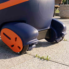Orange and blue wiggle car rear with orange side wheel covers and LED lights