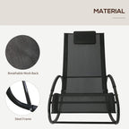 Black rocking lounge recliner with breathable mesh back and steel frame rockers