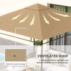 Beige gazebo top replacement cover with ventilated roof design and drainage holes
