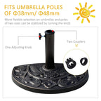 Bronze tone half-round umbrella base with adjusting knob and coupler for pole fit