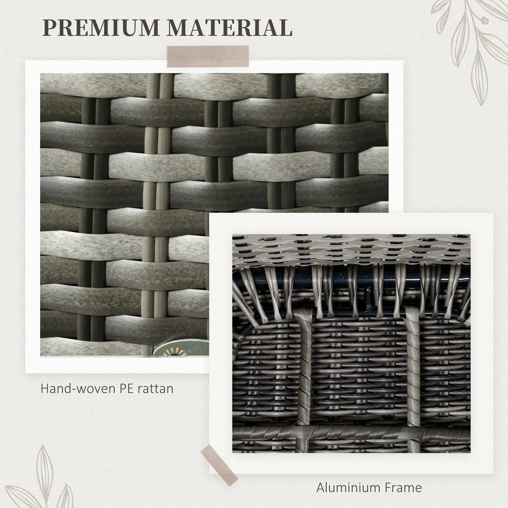 Seven-Piece Rattan Dining Set - Grey - Bobobiy