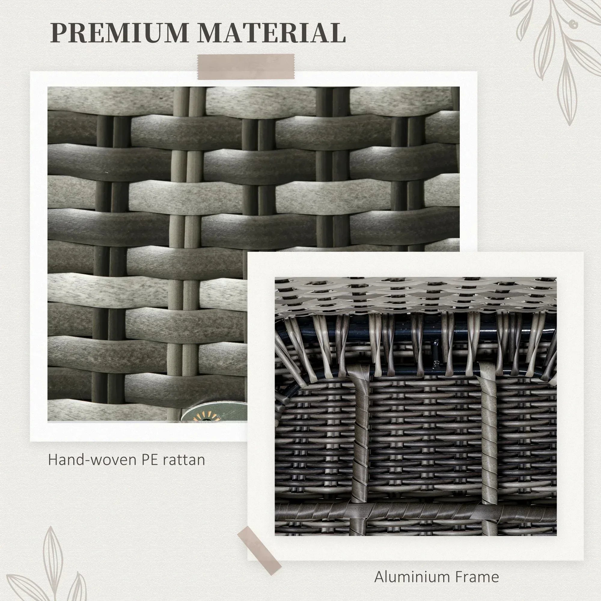 Seven-Piece Rattan Dining Set - Grey - Bobobiy