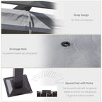 Grey canopy fabric with reinforced straps, drainage hole, and square foot mount