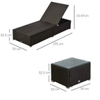 2-seater rattan lounger set with cream cushion and matching rattan side table