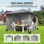 Dark grey pop-up gazebo with removable two-sided wall panels installed