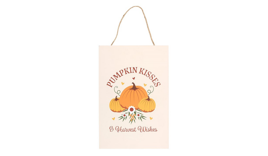 Pumpkin Kisses & Harvest Wishes Hanging Sign