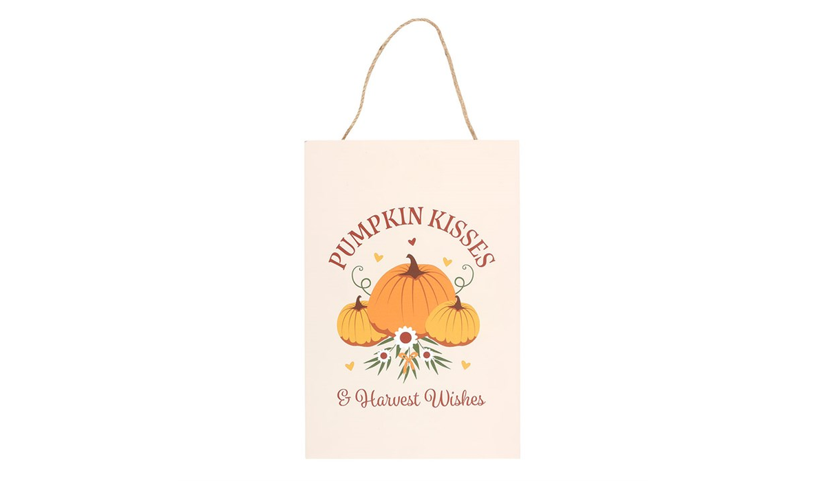Pumpkin Kisses & Harvest Wishes Hanging Sign
