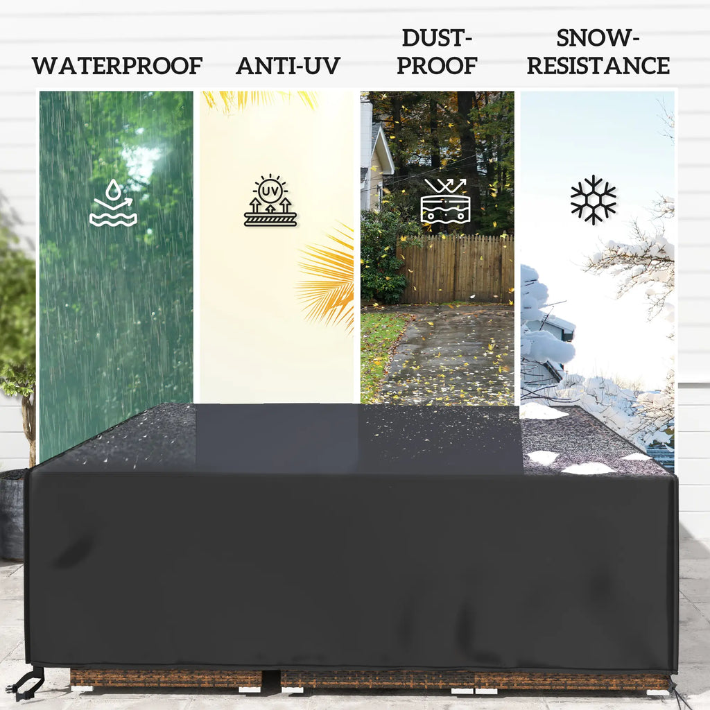 Outsunny Large Patio Garden Set Cover 600D Oxford Square Waterproof, 230 x 230 x 70cm, Black