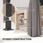 Grey curtain metal frame with expansion screws and ground stakes for stability