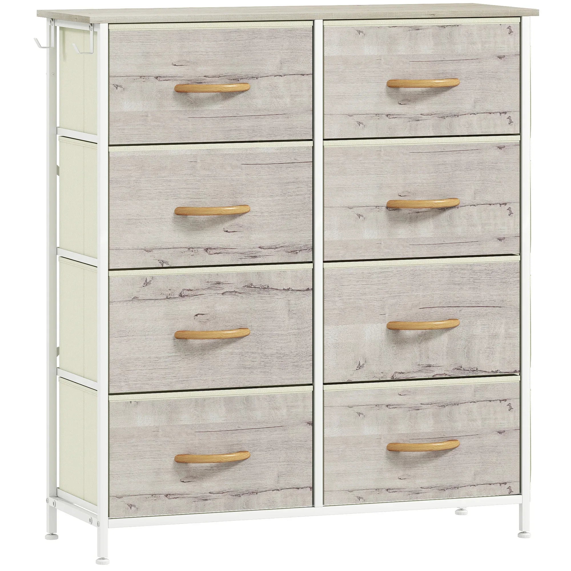 Chest of Eight Fabric Drawers - Natural Wood Finish - Bobobiy