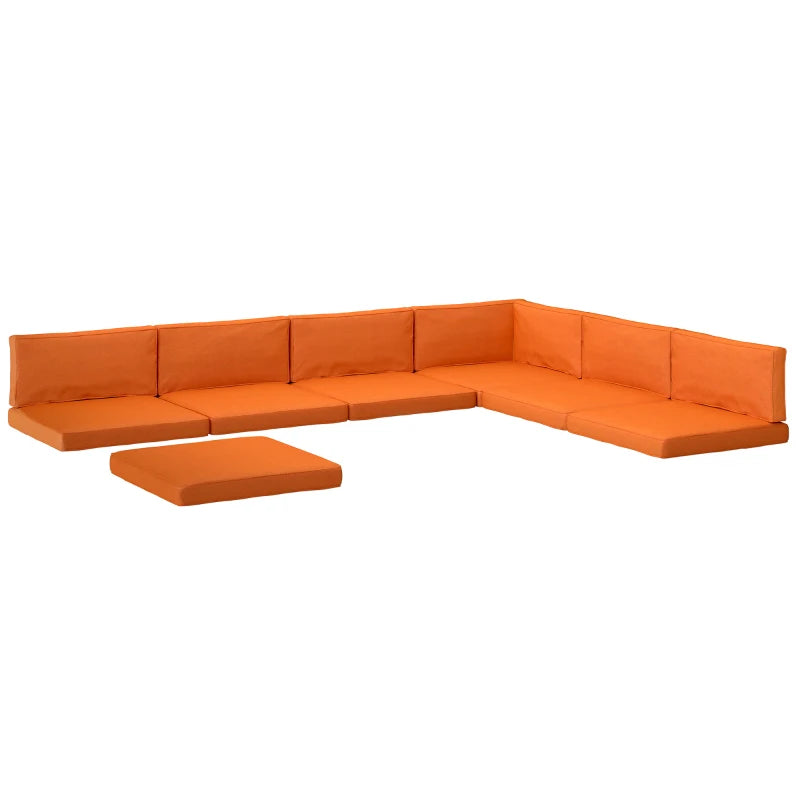14-piece dining corner set cushions in orange, sectional seat and back pads