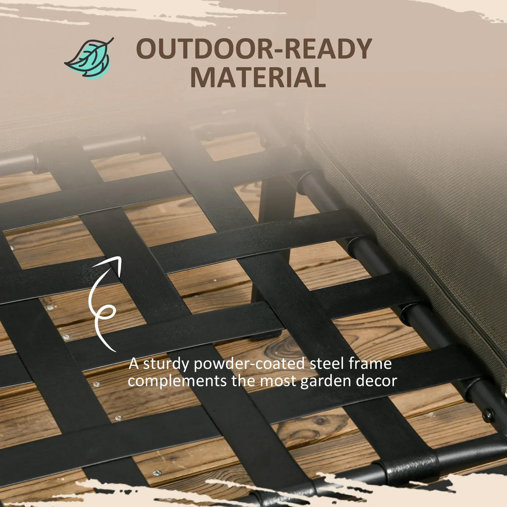 4 Piece Metal Garden Furniture Set with Tempered Glass Coffee Table, Texteline Pocket, Outdoor Set Loveseat Single Armchairs with Padded Cushions, Light Grey - Bobobiy