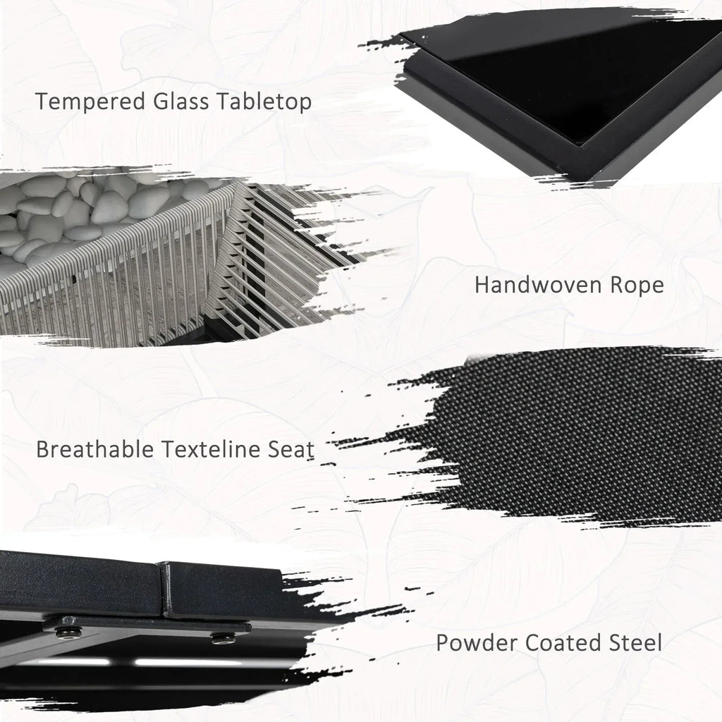 Five-Piece Metal Dining Set, with Folding Back Chairs, Light Grey - Bobobiy