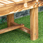 Wooden bench support frame with center brace and slatted seat plank
