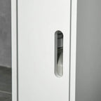 White cabinet door with oval cut-out handle