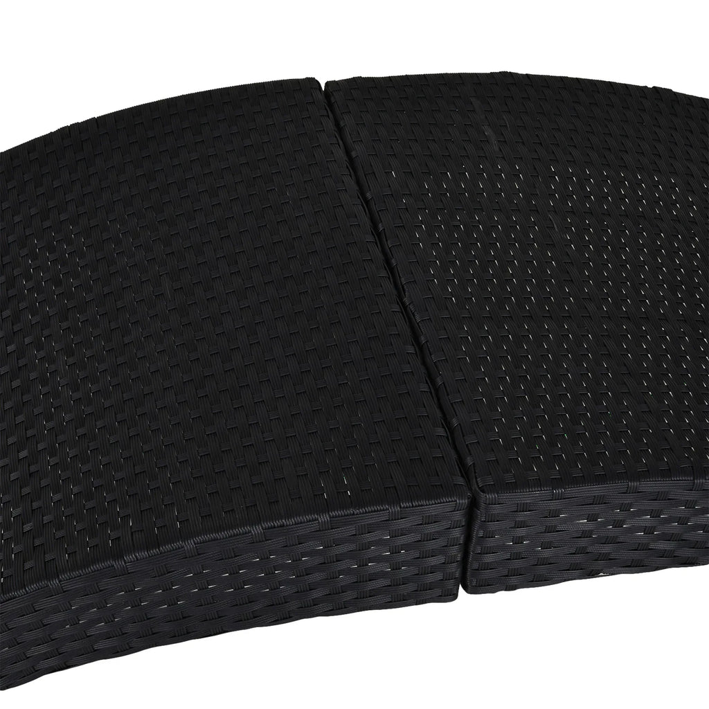 Outdoor Foldable PE Rattan Sun Lounger with Soft Padded Cushion, Ergonomic Curved Design Sun Bed for Balcony, Garden, Black - Bobobiy