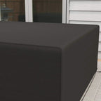 Black outdoor sofa cover with smooth side panel and elastic tie points