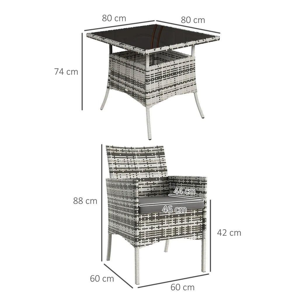 Five-Pieces Rattan Dining Set - Mixed Grey - Bobobiy