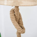 Close-up of twisted rope lamp stem connecting to the rope base platform
