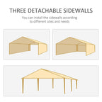 Detachable sidewall panels for outdoor party tent gazebo, three adjustable configurations