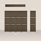 Brown 4-panel privacy screen with shelves, plus narrower side panels, front view