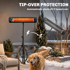 Infrared patio heater with tripod stand and glowing heating tube