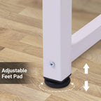 White desk leg with adjustable rubber foot pad and leveling screw